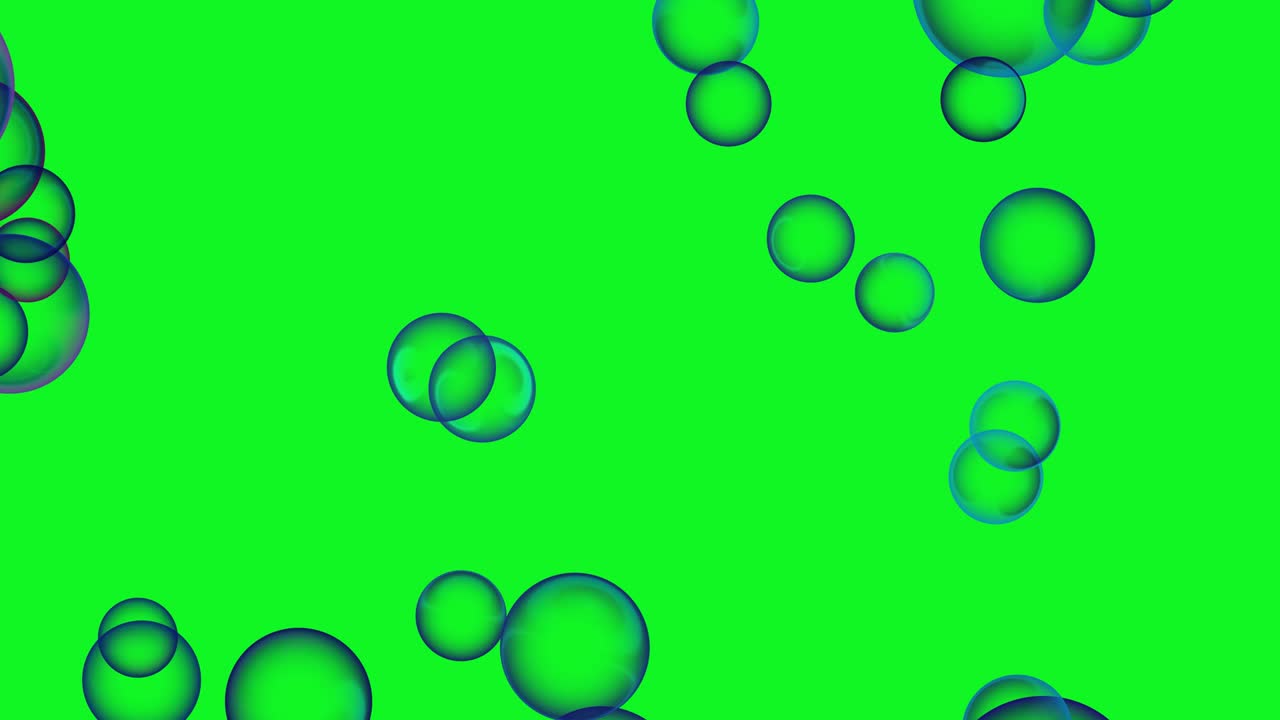 Bubbles fly up on a green screen background. 4K