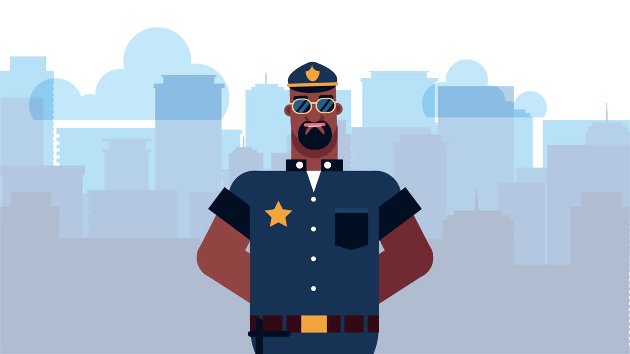 animación de personajes de agentes de policía