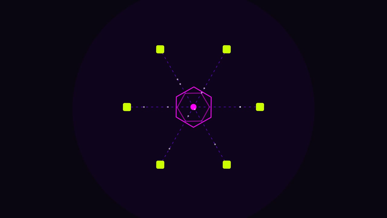 Abstract Motion Graphics with Rotating Hexagonal Shapes and Nodes