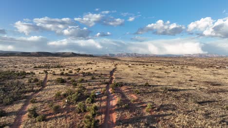 vehicle isolated in arid terrain in sedona desert, arizona