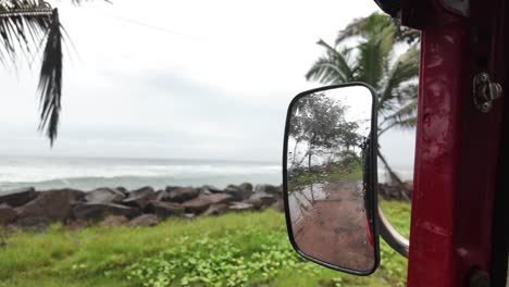 tropical paradise rainy season sri lanka coastline wing mirror view south asia