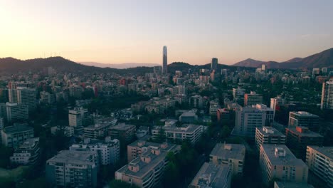 dolly in aerial view of providencia, an affluent neighborhood in the city of santiago, chile