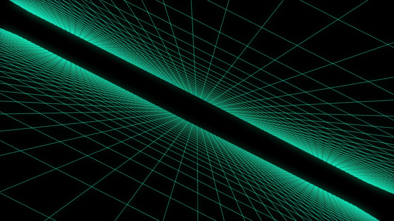 Wireframe Digital Landscape Flat Tunnel Concept Hologram 3D Rendering Motion Background.