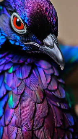 vibrant iridescent bird feathers and plumage close-up