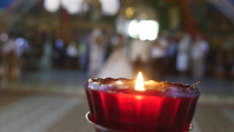 close up of candle on church background. selective focus