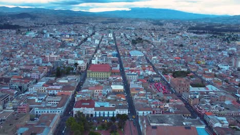 view of the city of riobamba in ecuador, south america with mountains in the background