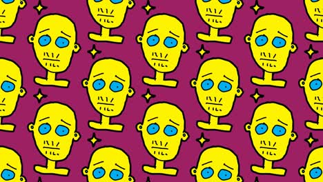 niños dibujando arte pop fondo sin costuras con tema de cabeza calva