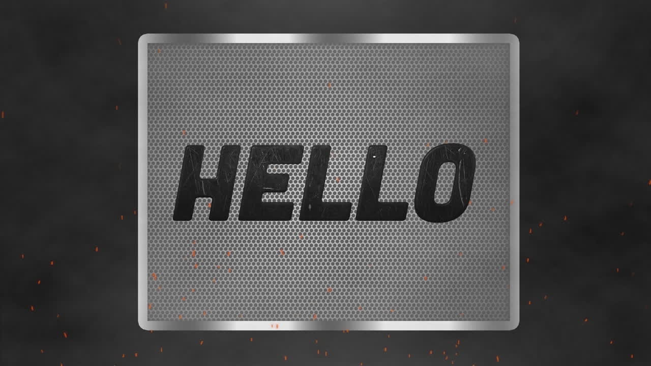 暗い背景のスクエアラーの上にハローテキストのアニメーション