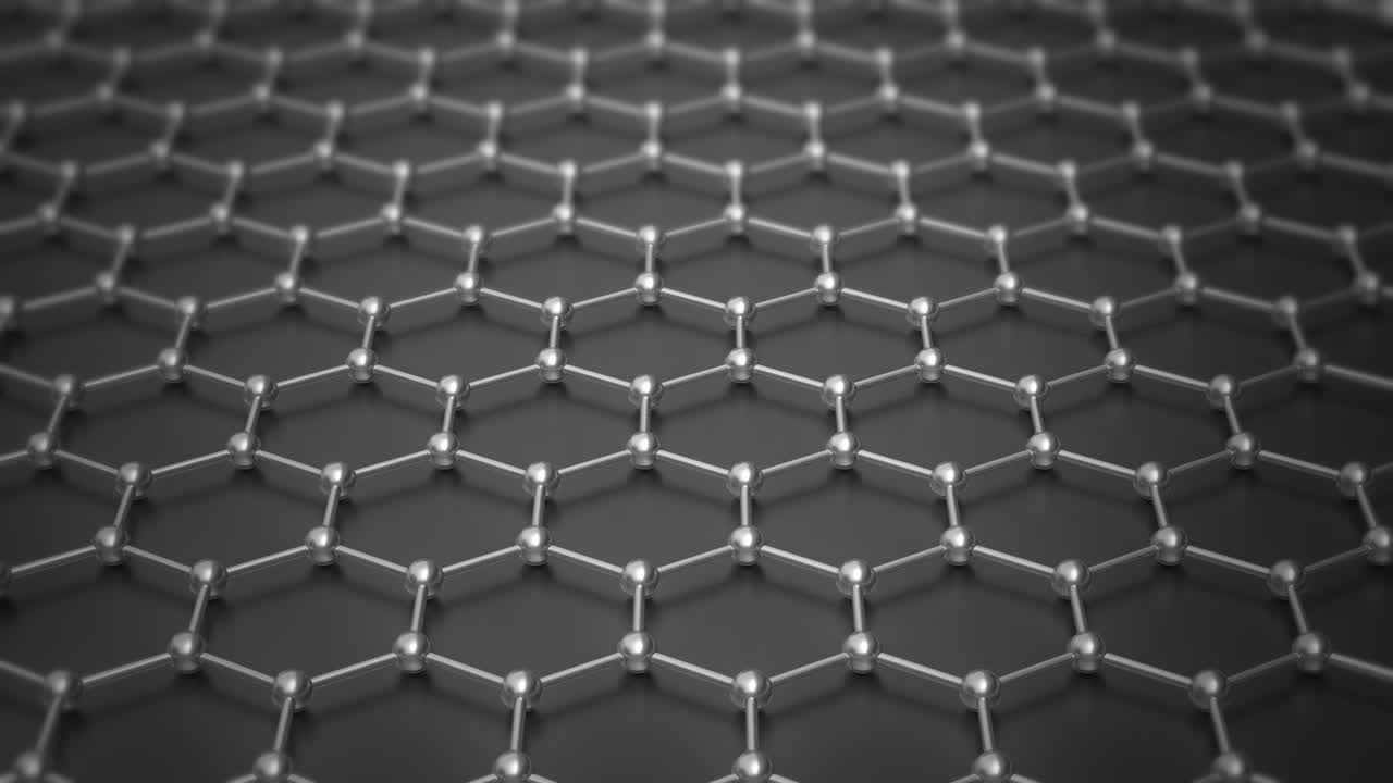 nanoestructura del átomo de grafeno animación en bucle. nanotubo en forma de panal. concepto nanotecnología y ciencias animación 3d