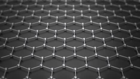 nanoestructura del átomo de grafeno animación en bucle. nanotubo en forma de panal. concepto nanotecnología y ciencias animación 3d