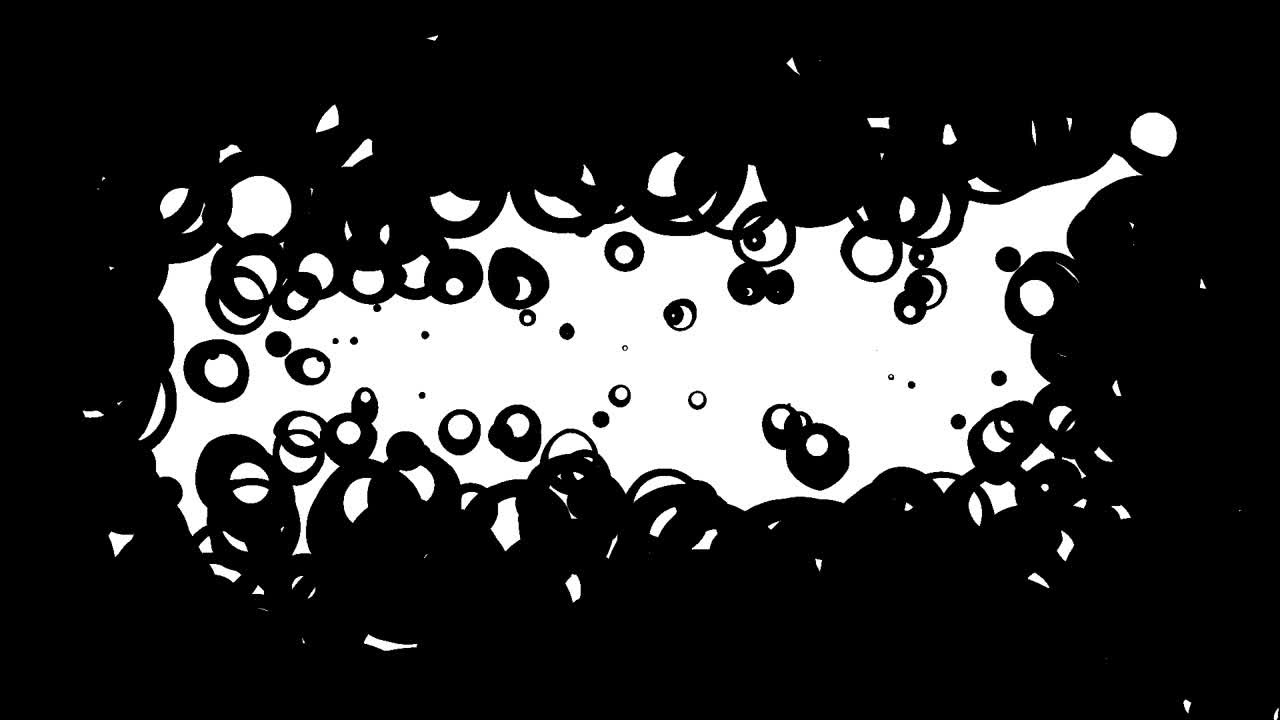 흰색 바탕에 검은 거품, 고리의 추상, 배경 애니메이션