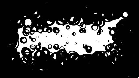 abstract, background animation of black bubbles, rings, on white background