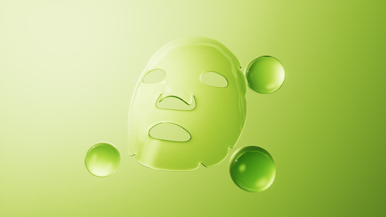 투명한 얼굴 마스크와 화장품 콘셉트, 3d 렌더링