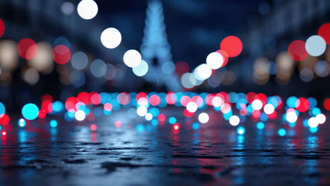 abstract bokeh of city lights and eiffel tower at night