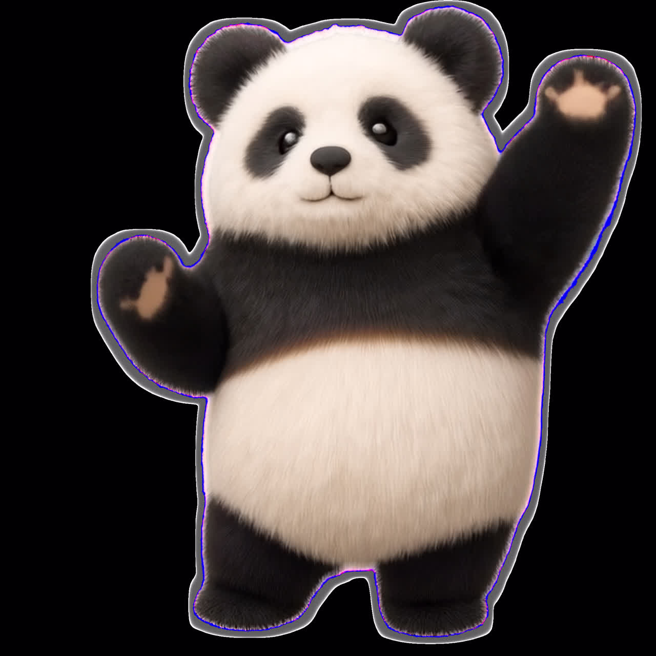 Adorable fluffy panda illustration animation isolated asset, transparent 4K video, alpha channel