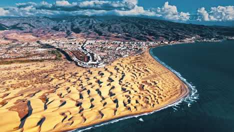 stunning aerial view of gran canaria's dunes and coastline in spain