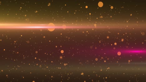 Animation-of-ray-of-lights-and-golden-spots-moving-on-brown-background