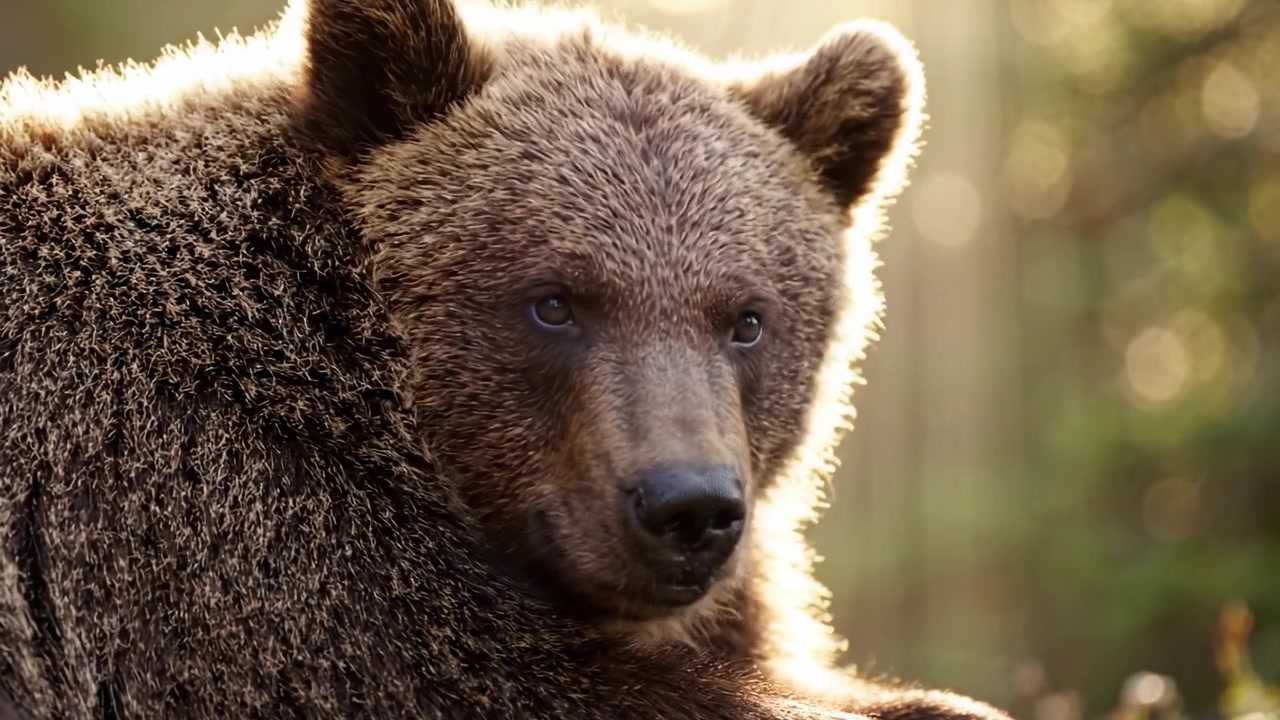 Un orso maestoso nella morbida luce della sera: catturare la bellezza e la grazia della potente creatura della natura nel suo habitat naturale