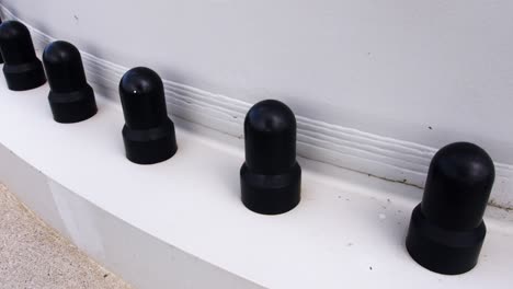 shot of heavy duty bolts at the base of a wind turbine on the hebrides