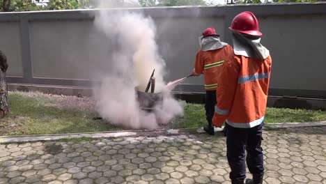 fighting fire during training