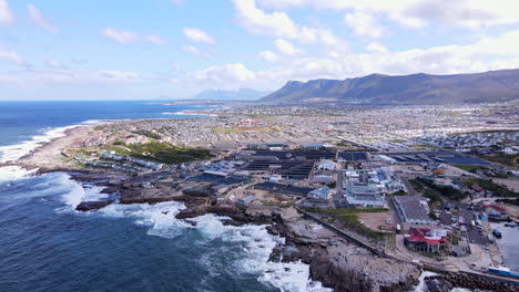 hermanus new harbour aquaculture abalone farms and township, panoramic aerial