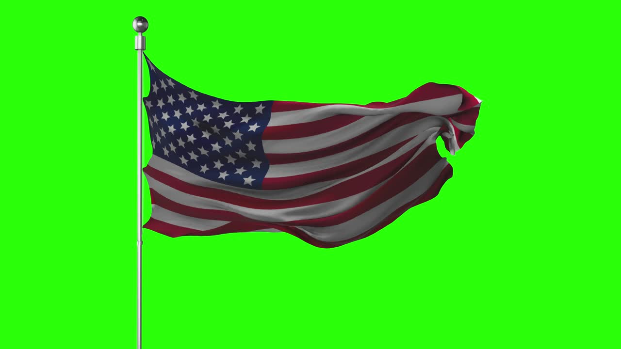 la bandera nacional de los estados unidos ondeando en la pantalla verde. animación de clave de croma. ilustración de política de estados unidos de américa
