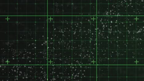 animación de la cadena de adn y procesamiento de datos sobre una cuadrícula sobre un fondo negro