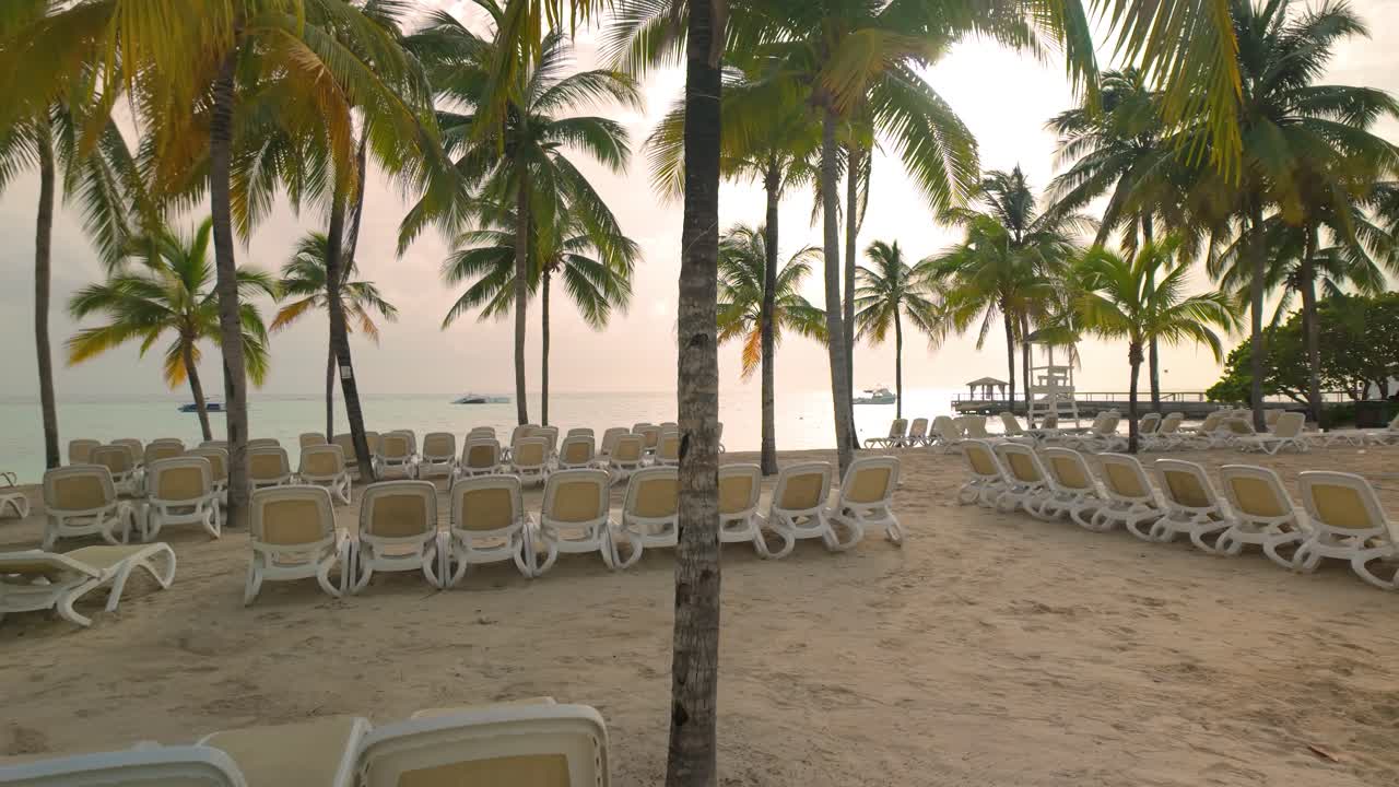 Sunrise Beach With Coconut Trees In Ocho Rios Jamaica
