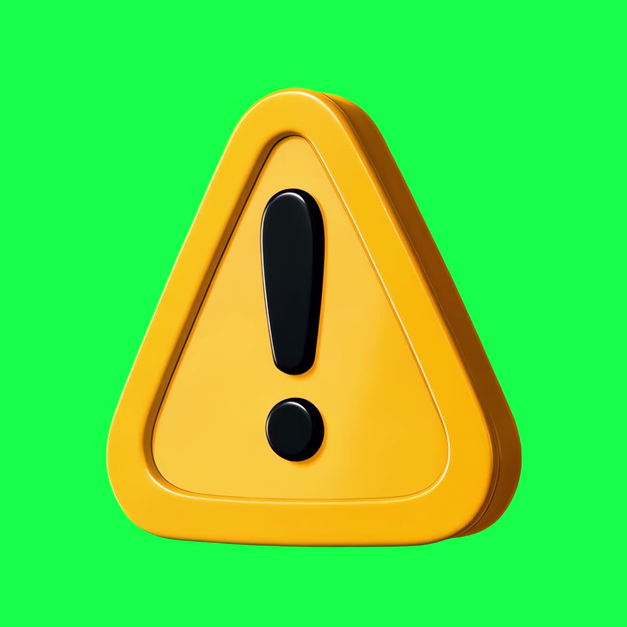Warning symbol animation, transparent 4K video, green screen