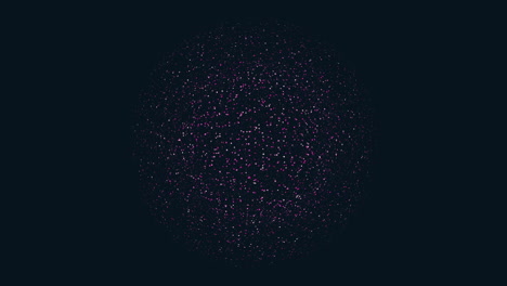 movimiento de puntos coloridos en la esfera en el espacio oscuro.