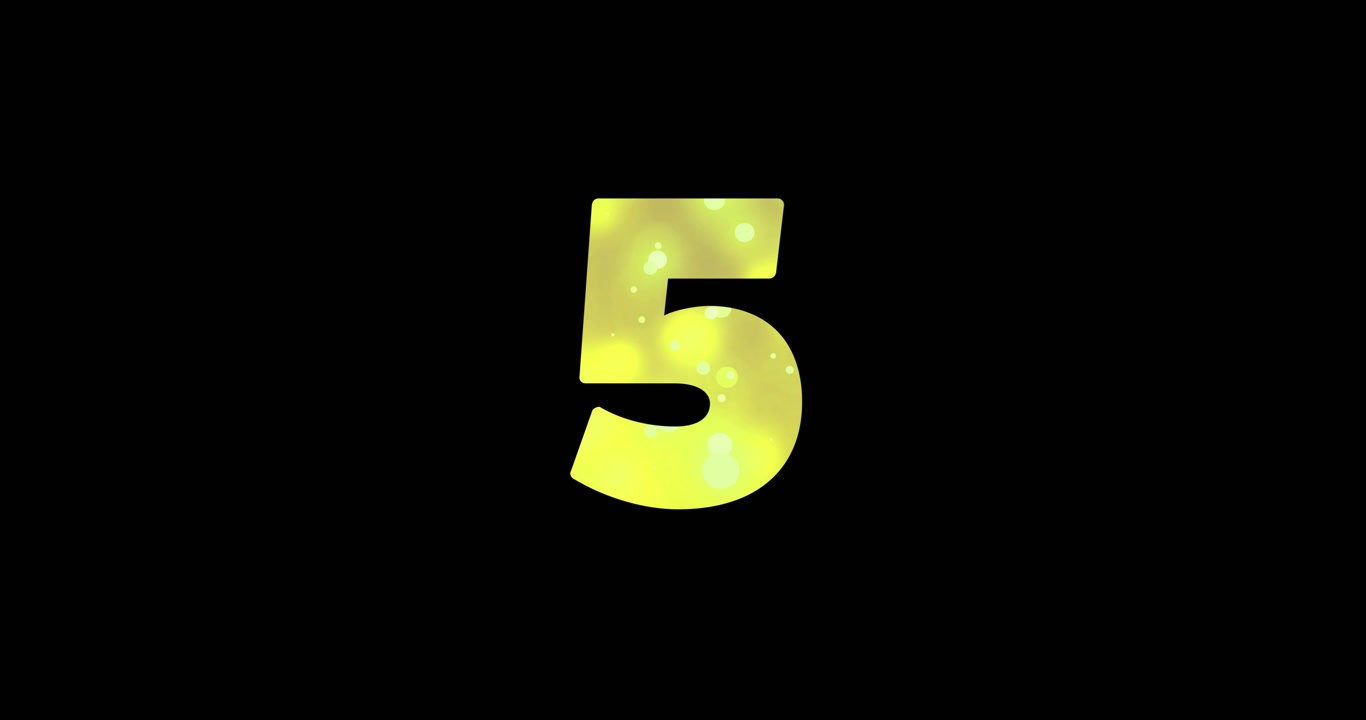 Animation of countdown and spots of light on black background