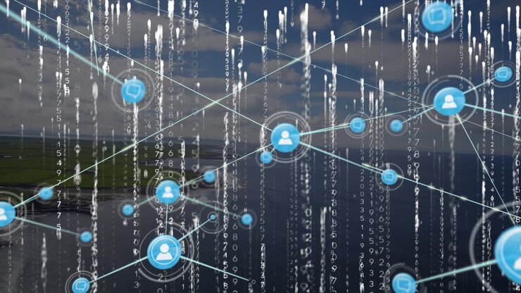 Animation of network of connections over landscape