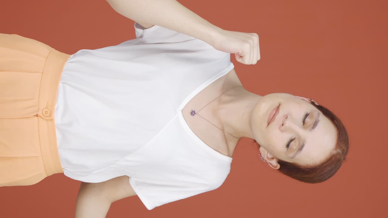 Vertical video of Sleepy woman yawns.