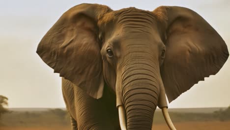 close up view of an asian elephant's face showcases its trunk and wrinkled skin. the elephant gazes directly ahead, revealing its powerful and majestic presence