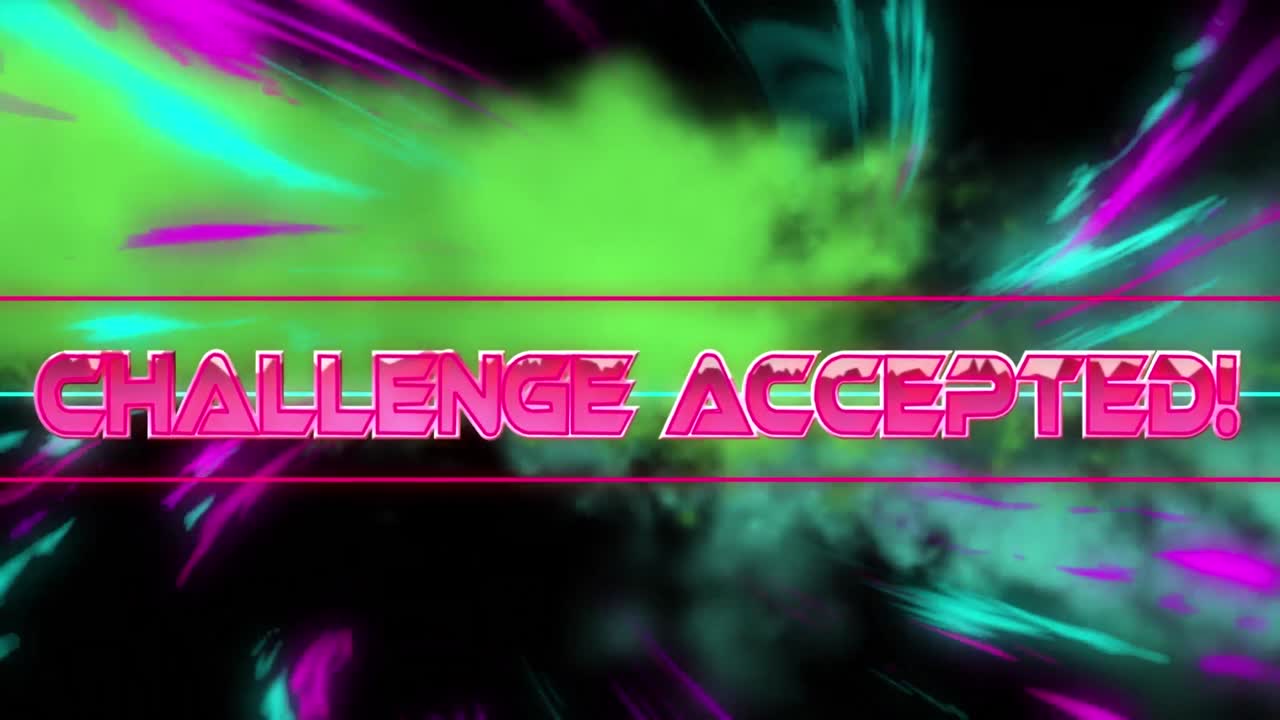 Animation of challenge accepted in digital abstract space