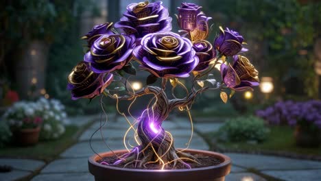 arte del bonsai de la rosa metálica