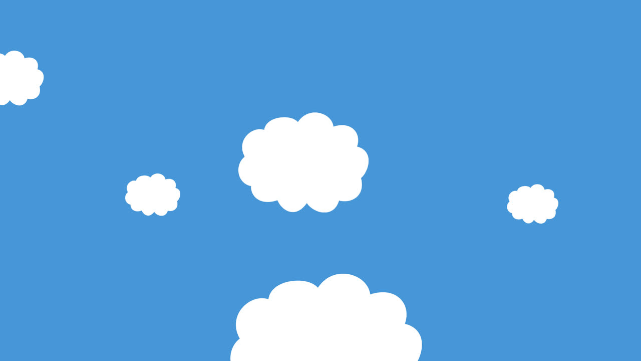 animación de nubes sobre un fondo azul