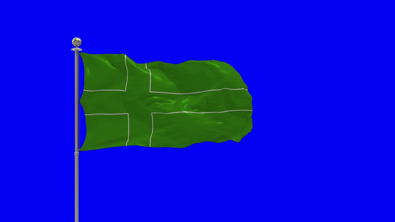 ilustración 3d de la bandera ondeando en un poste con croma