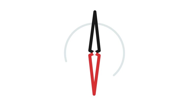 Animated Compass Needle Rotating on White Background