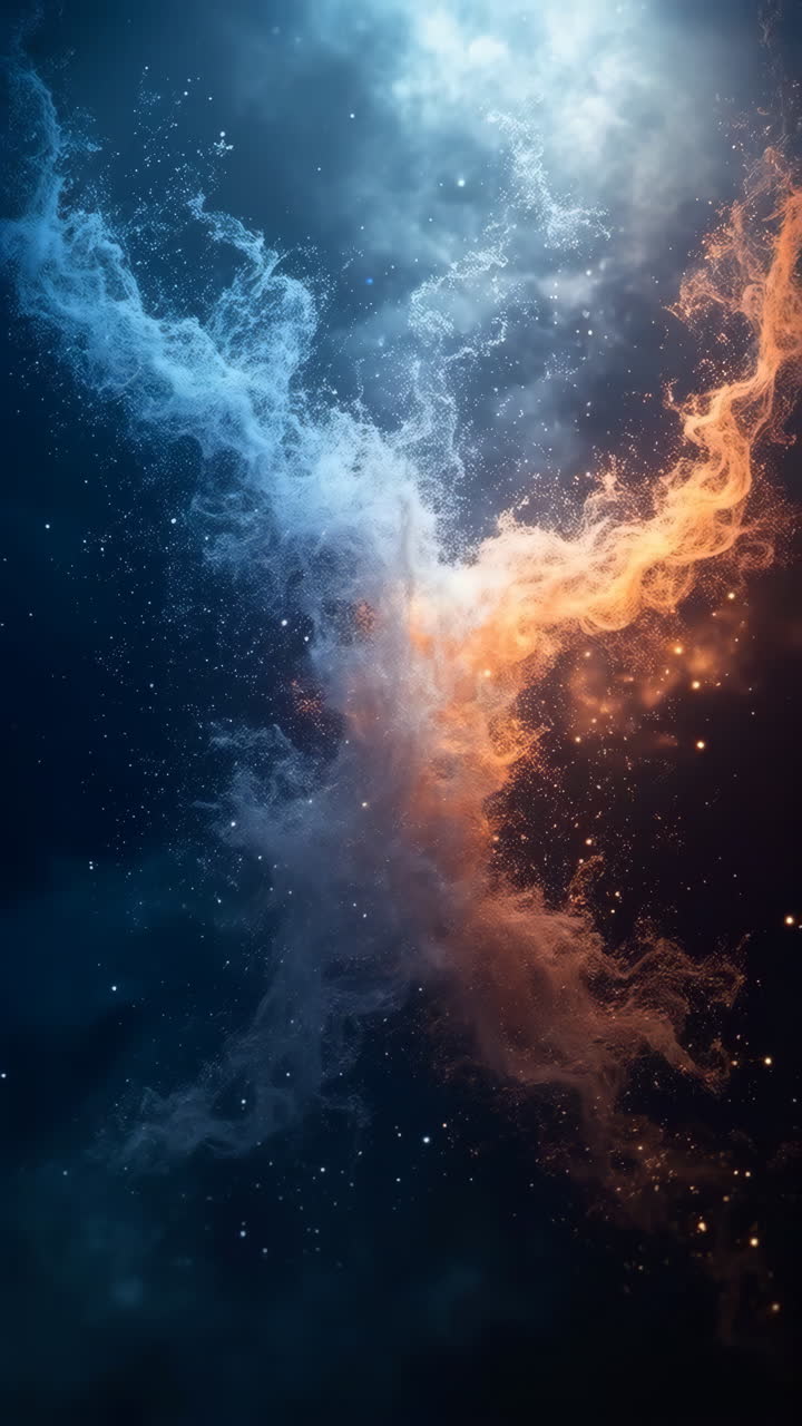Nebulosa cosmica vibrante con tonalità blu e arancioni