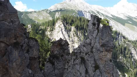 drone flying close to the rock