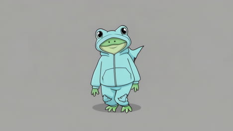 cartoon frog character in a onesie