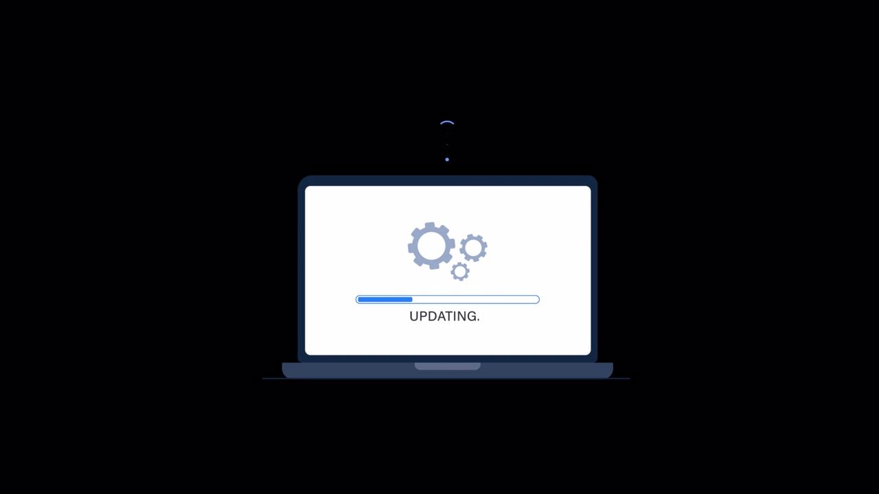 Laptop Computer Displaying Software Update Progress Bar