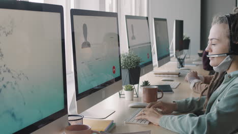 call center staff working from a modern office