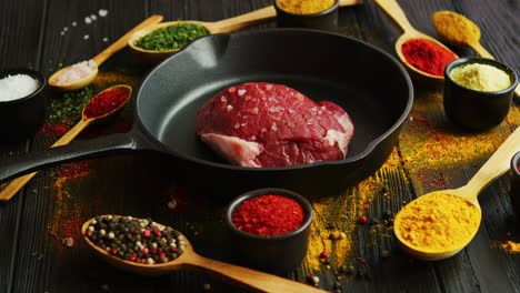 Spices-around-raw-meat