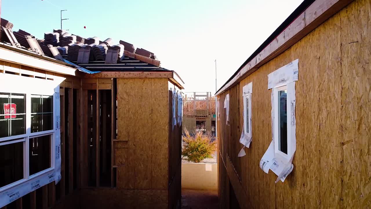 주택 건설 사이 드론 샷