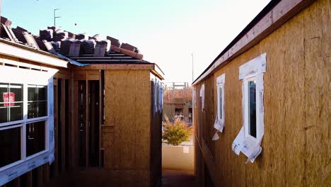 drone shot in-between house construction