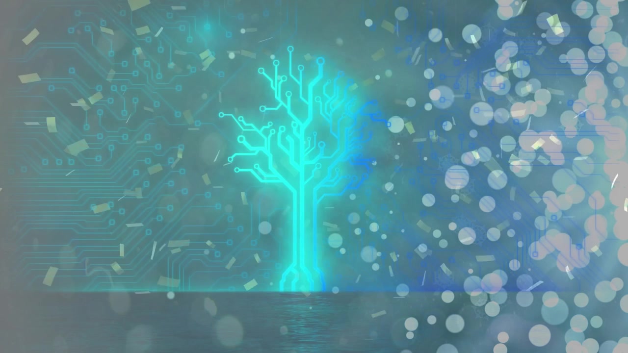 Digital Circuit Tree Growing on Abstract Background