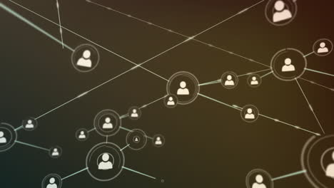 animación de la red de conexiones con personas iconos en fondo oscuro