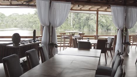stunning dinner room in luxury eco lodge in amazon rainforest peru